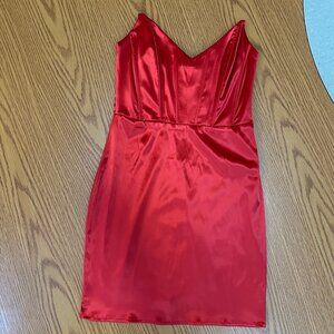 🔥 WINDSOR Snatched Satin Corset Mini Dress - Red Hot! Size: M